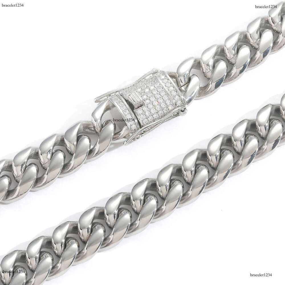 Luxury Hip Hop 6-18mm sterling silver Ice out VVS Moissanite Necklace Bracelet Cuban Chain Free delivery