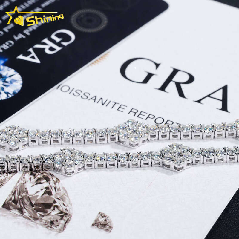 VVS3mm Sterling Sier Flower Ball Chain Silicon Stone Tennis Bracelet aaa aaa