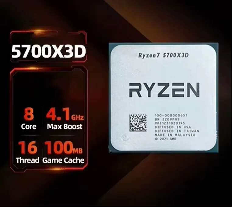 Price including tax R7 5700X3D Boxed CPU With 8 Cores and 16 Threads Accelerates Up to 4.1GHz Socket AM4 CPU Processor