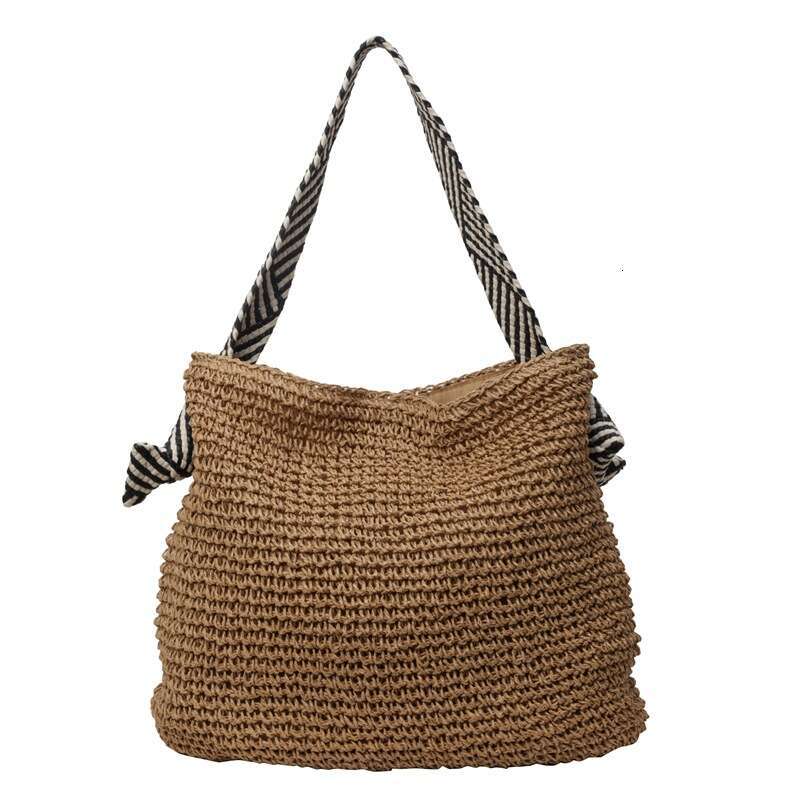 Ins Style Resort Beach Bag Large Capacity Grass For Women S Summer New Lazy Style Single Shoulder Commuting Tote Beach Vacation Woven Bag KQ