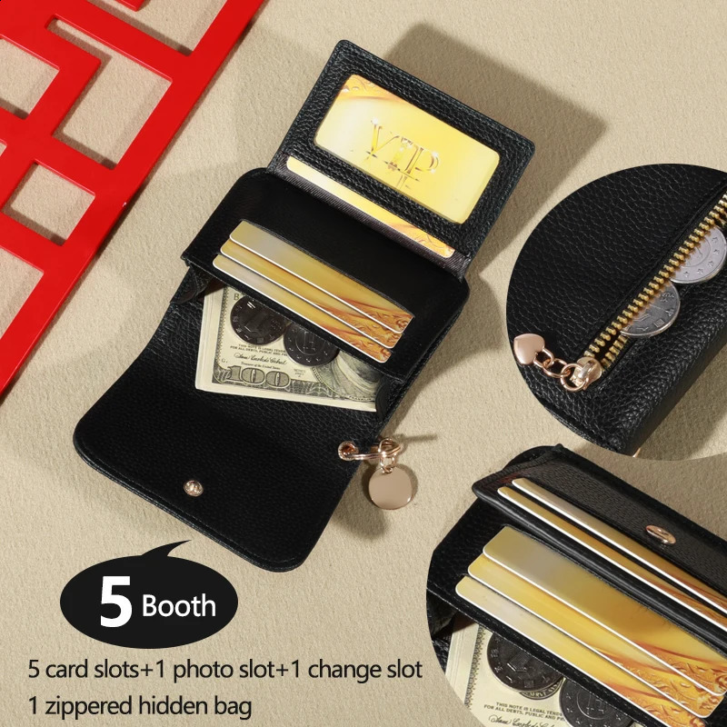 Vintage Solid Color Short Wallet Portable Bifold Coin Purse Womens Credit Card Holder R250423