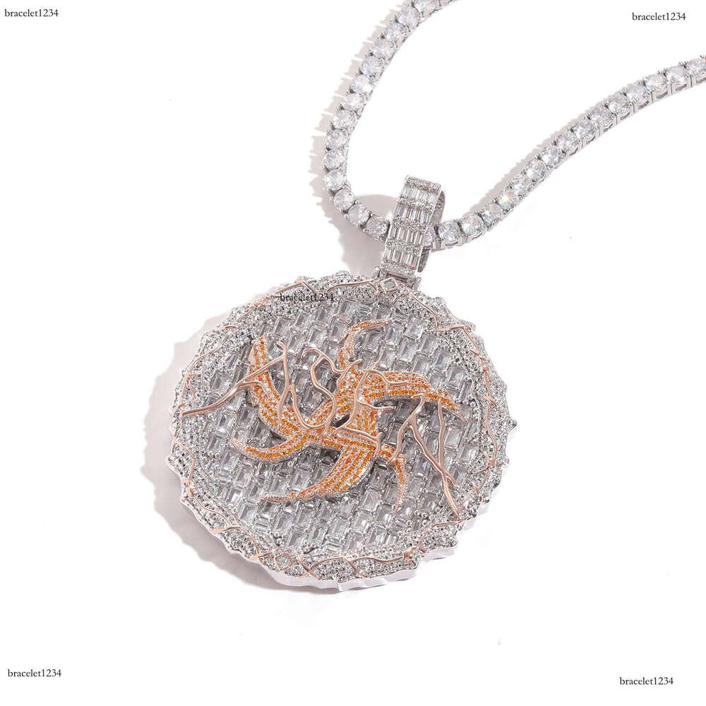 Luxury designer round cake Ice Out vvs Moissanite Necklace Men Women's Pendant 4mm Tennis necklace Pendant Free shipping