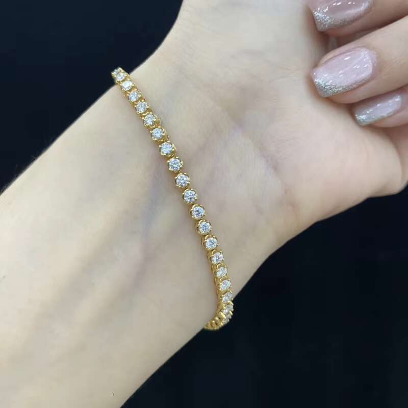 Plated Lab Grown VVS CVD HPHT Diamond Bracelet Fine Jewelry Gold for Women Hot Sale 18K Yellow CLASSIC Party Goods Sample Making