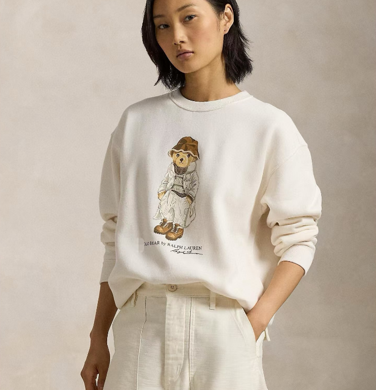 Women Designer Hoodies Little Bear Grew Neck Printed Letters Pullover Sweatshirt Loose Long Sve Sweater Mens Black White Sweatshirts L250820