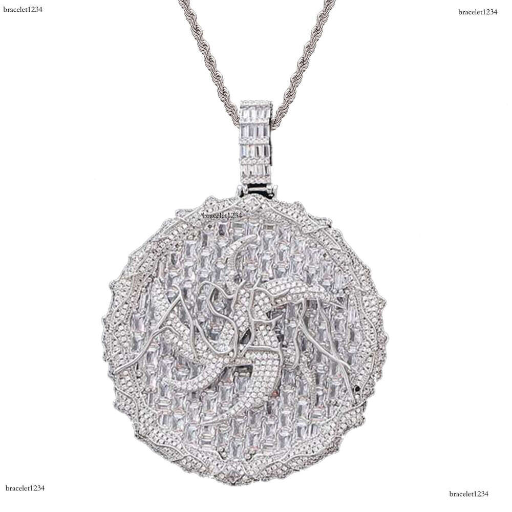 Luxury designer round cake Ice Out vvs Moissanite Necklace Men Women's Pendant 4mm Tennis necklace Pendant Free shipping