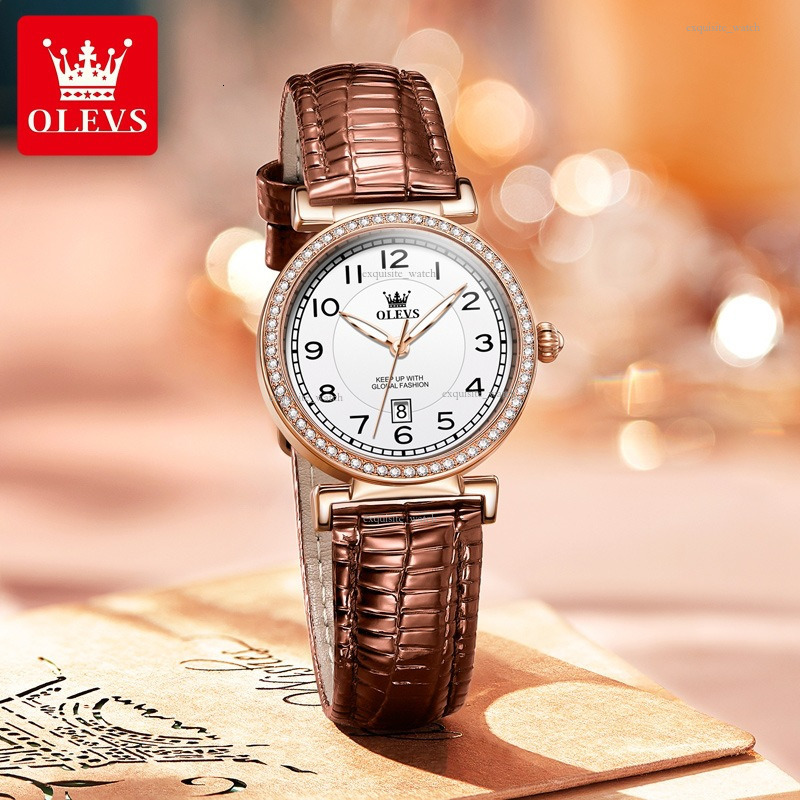 OLEVS Brand Designer Watches For Ladies And Students Simple Quartz Watches With Diamond-encrusted Bezels Luxury Watches Free Delivery And Wholesale