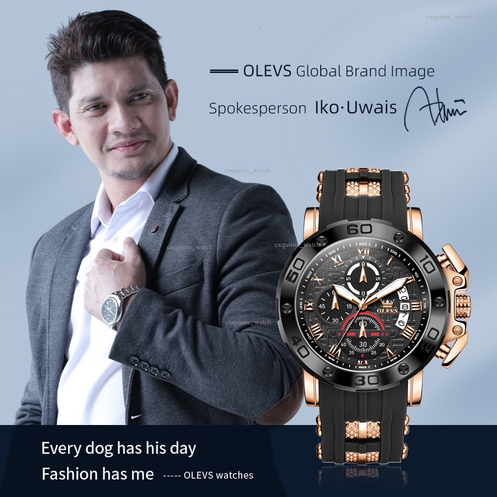 OLEVS Brand Designer Men S Watches Outdoor Casual Business Waterproof Silicone Straps Multi-functional Luminous Quartz Men's Watches Free Deliver