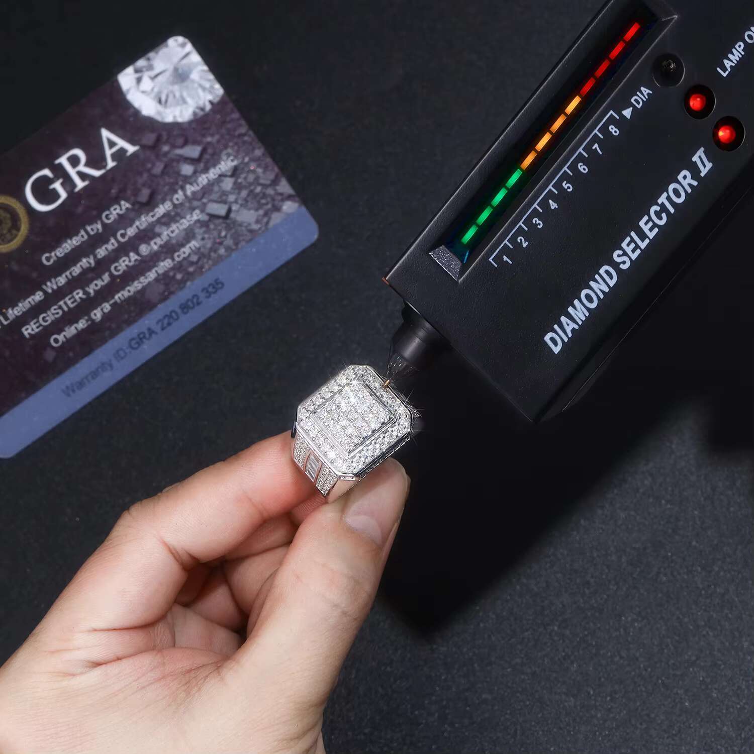Full Ice Out Square Moissanite Ring S925 Sterling Silver 18K Gold Plated Mens Hip Hop Jewelry