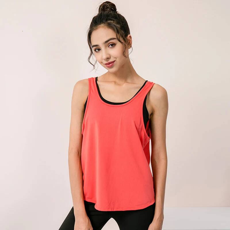 2022 New Tops Women Gym Vest Fiess Sleeveless Running Yoga Shirt Quick Dry Top Loose Sport Shirts