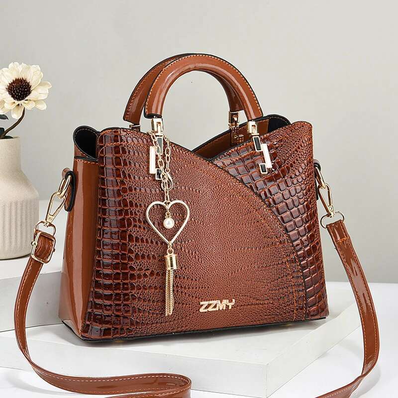 Crocodile Emed Handbag Casual Pu Leather Zippershoulder For Women Trendy Versatile High Qualitydaily Commuting Bag Bag