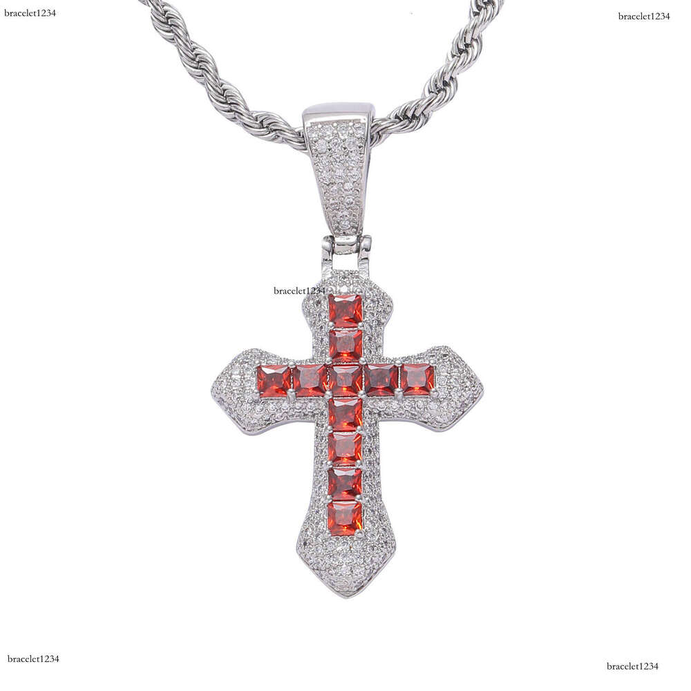 Luxury designer Pendant Purple Ice Out VVS Moissanite Pendant Men Women Cross Hip Hop Necklace with FREE shipping