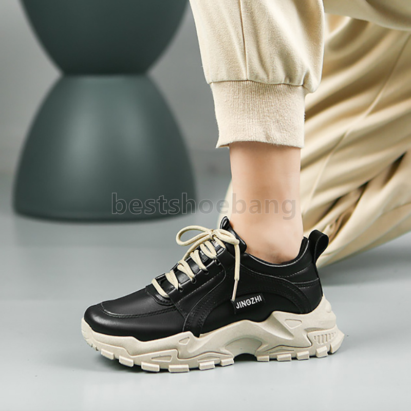 2025 Free Shipping Designer Shoes Sneakers Running Shoes Womens Fashion White Black Leather Womens Trainers Comfortable Platform Runner daddy shoes Ou