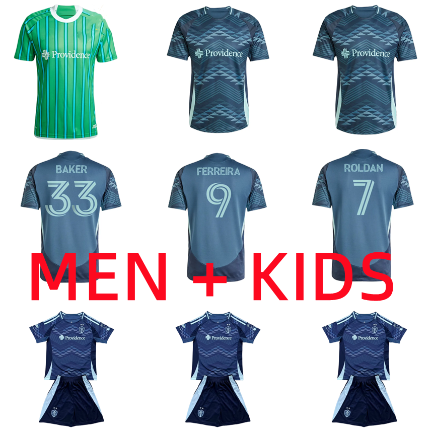 2024 2025 20026 Seattle Mens Soccer Jerseys Sounders 24 25 26 MORRIS MUSOVSKI BURNEY NOUHOU FREI FERREIRA Away Football Shirt Short Sleeve Uniforms Men kids kit