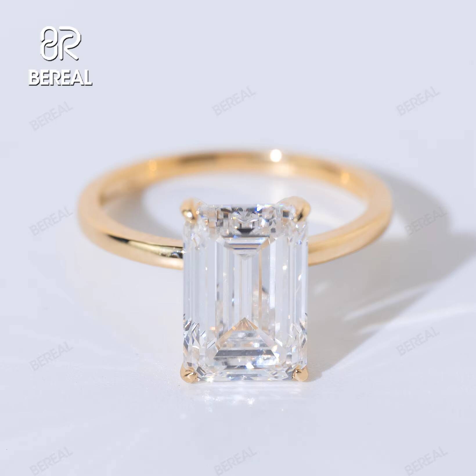 Custom 3CT Vvs Lab Grown Diamond Engagement Rings for Women Popular Yellow Gold 925 Silver Diamond Engagement Ring Jewelry