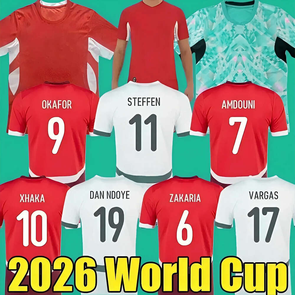 2026 World Cup Swiss National Team Soccer Jerseys ELVEDI AKANJI ZAKARIA SOW RIEDER EMBOLO SHAQIRI home away Football shirts mens kids kit