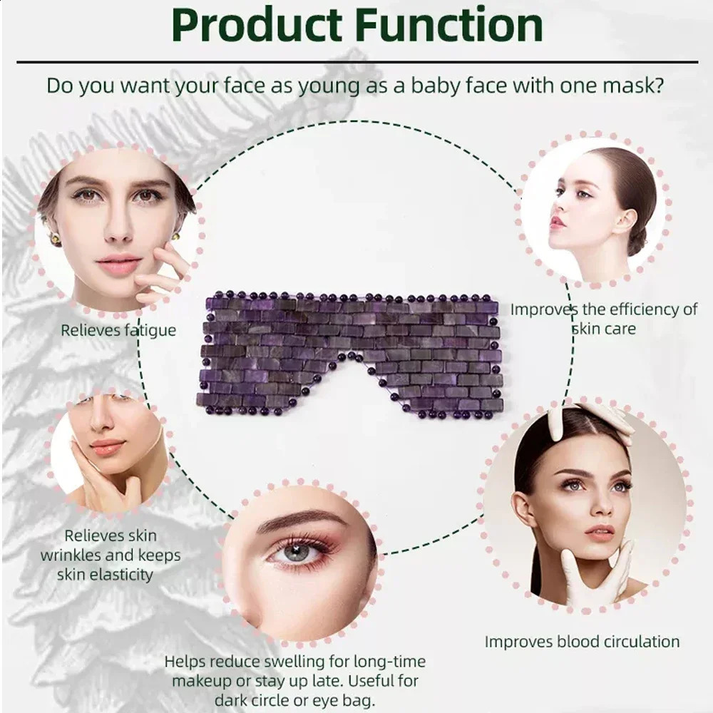 Rose Quartz Jade Eye Mask Facial Cooling Mask Massage Relaxation Beauty Spa Sleep Care Tool Jade Sleep Eye Mask Blindfold 250418