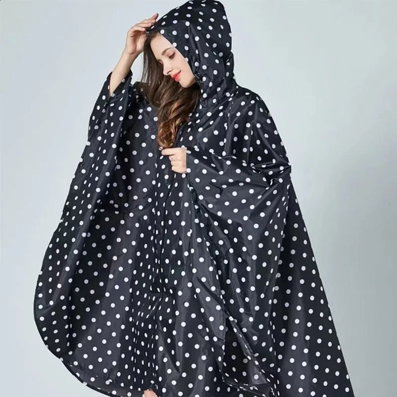 Womens Fashion Waterproof Rainwear Poncho Coloful Raincoat with Hood and Zipper Outdoor Hiking Camping Cloak Rain Coat 250421