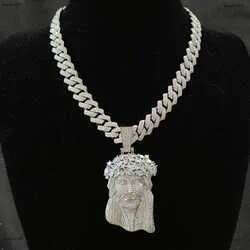 Jesus Pendant with 13mm Moissanite Cuban Chain Necklace Designer Hip Hop Jewelry for Men Gift
