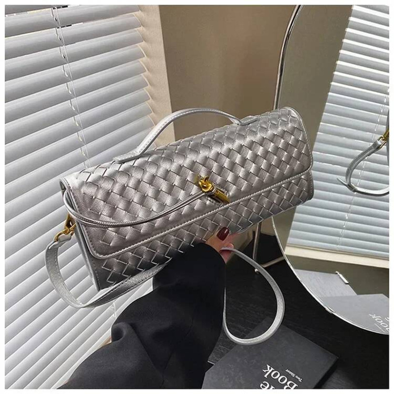 2025 Spring Summer New Arrival: Hand Woven Soft Leather Bag - Stylish Baguette & Organ Design, Ideal Horizontal Messenger