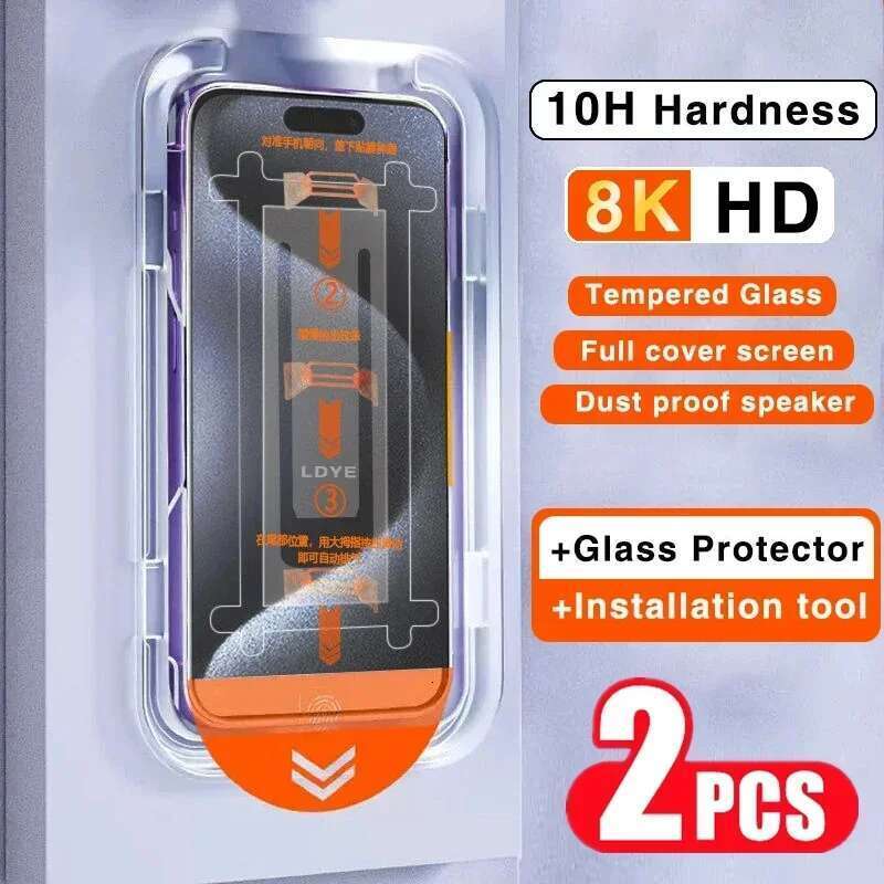 e Free Installation Tempered Glass for IPhone 14 13 12 11 Pro Mini SE XS XR X Max 15 Plus Screen Protector