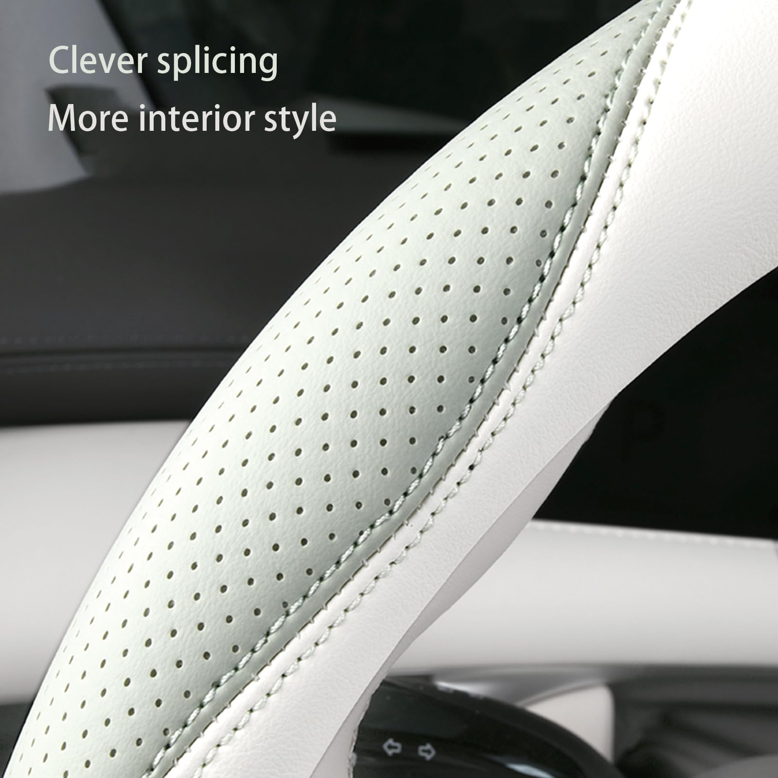premium leather steering wheel cover for cars breathable antislip grip sporty racing dualcolor design universal fit 15 inch 38cm truck suv sedan