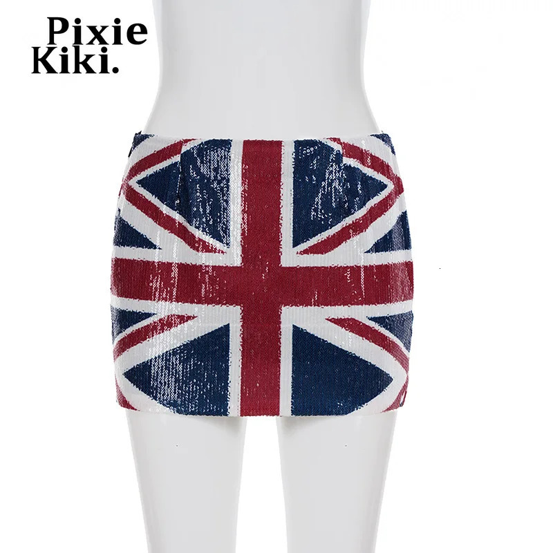 PixieKiki Flag Print Sequin Extreme Mini Skirt Y2k Streetwear Sexy Low Waist Skirts for Summer Women Clothing P67-EZ22 251117