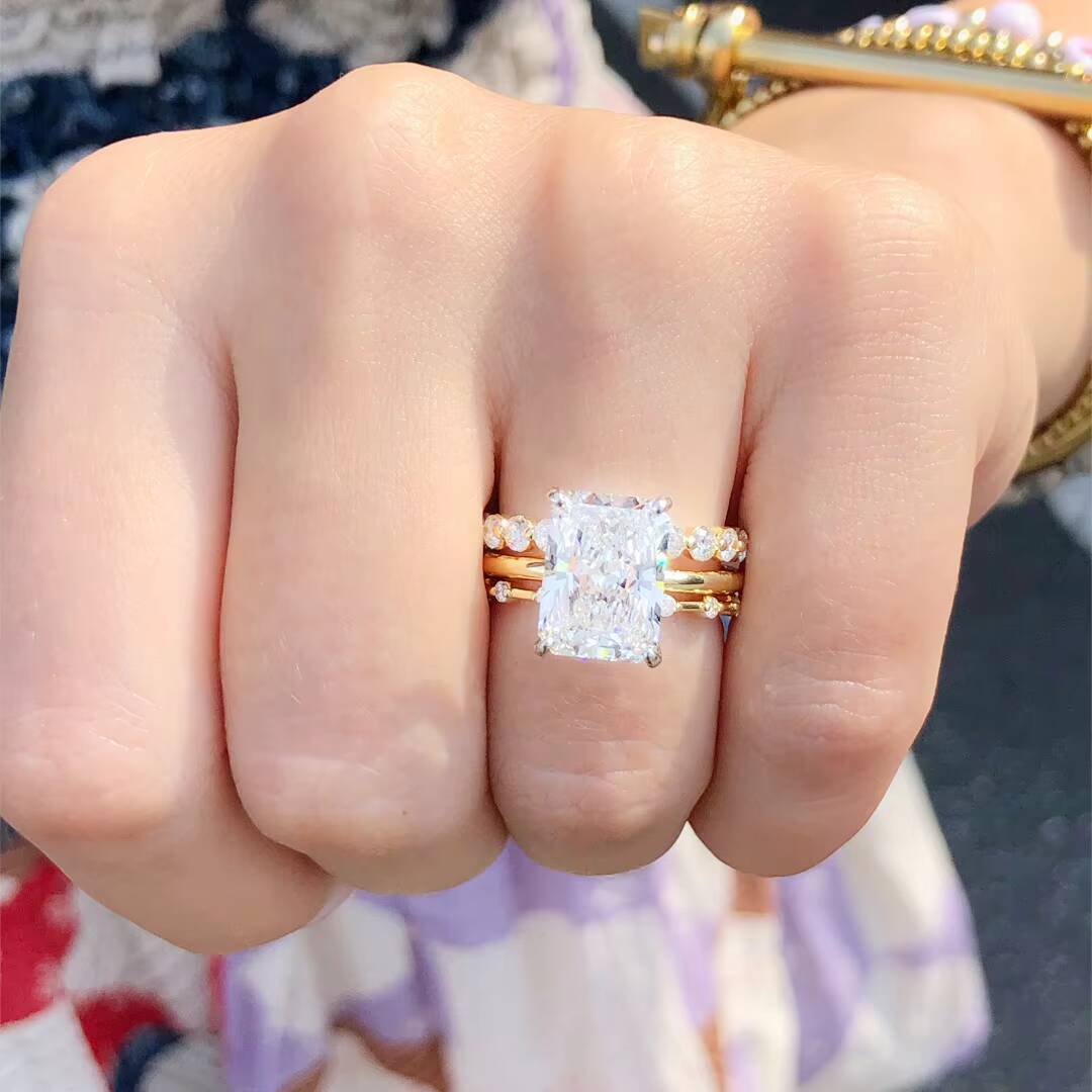 Wholesale IGI Certified HPHT CVD VVS Lab Grown Radiant Cut Diamond 3CT 5CT 14K 18K Solid Gold Jewelry Engagement Ring Women