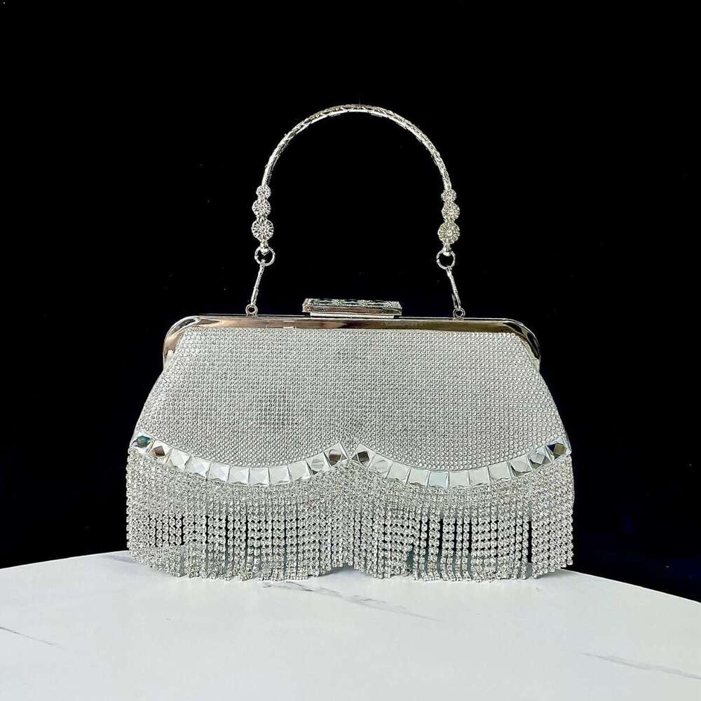 New Tassel KTV Princess Dinner Formal Dress Hand-Held Bag, One Shoulder Diagonal Cross Banquet Bag
