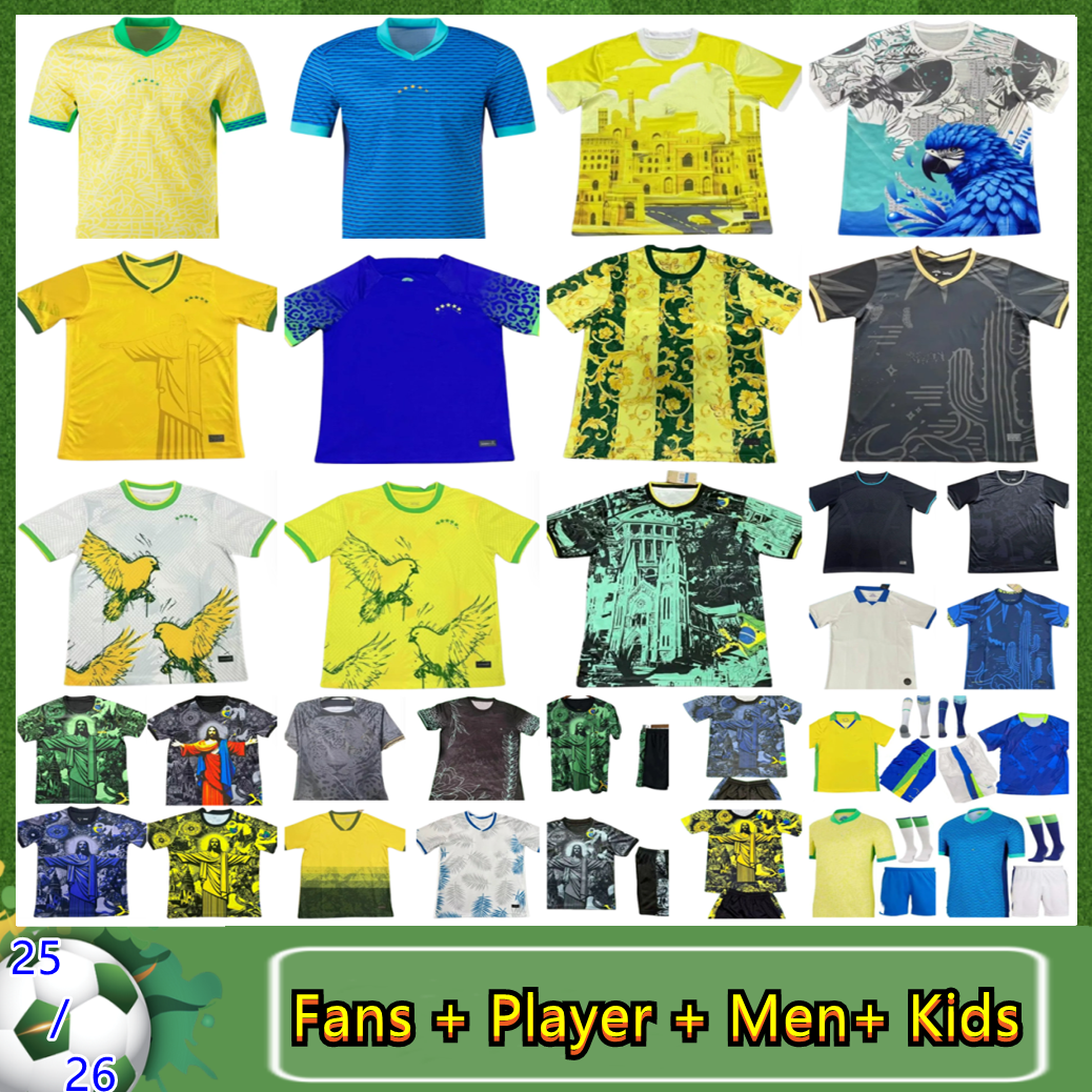 25 26 BraziLS Soccer Jersey 24 25 26 Copa America Cup NEYMAR VINI JR RICHARLISON VINI JR RODRYGO RAPHINHA BrasIL National Team JESUS Special Mens Kids Kit Sets RODRYGO