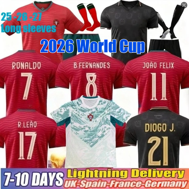 maillot portugal Soccer Jerseys 2025 2026 Portuguesa RoNalDo Jerseys JOAO FELIX BERNARDO B. FERNANDES PEPE 25 26 27 Portugal Football Shirt Team Men Kids Kit S-4XL