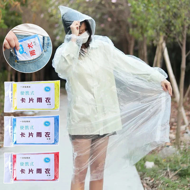 1-10pcs Disposable Rainwear Portable Disposable Card Raincoat Waterproof Rainwear for Outdoor Camping Hiking Poncho Supplies 250421