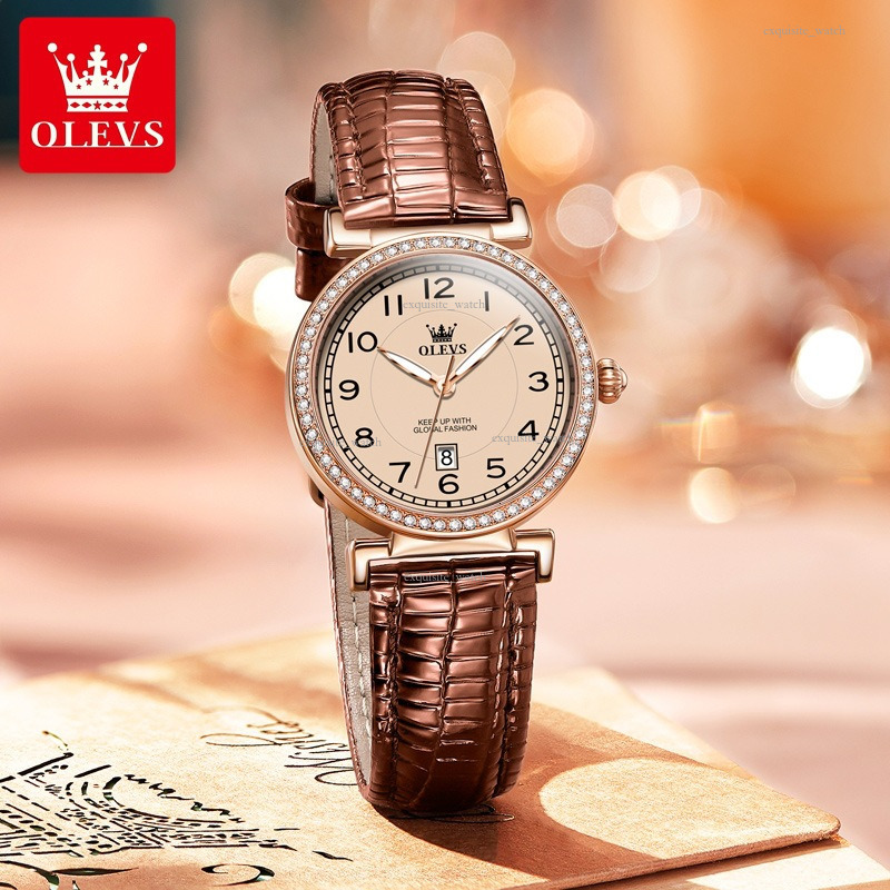 OLEVS Brand Designer Watches For Ladies And Students Simple Quartz Watches With Diamond-encrusted Bezels Luxury Watches Free Delivery And Wholesale