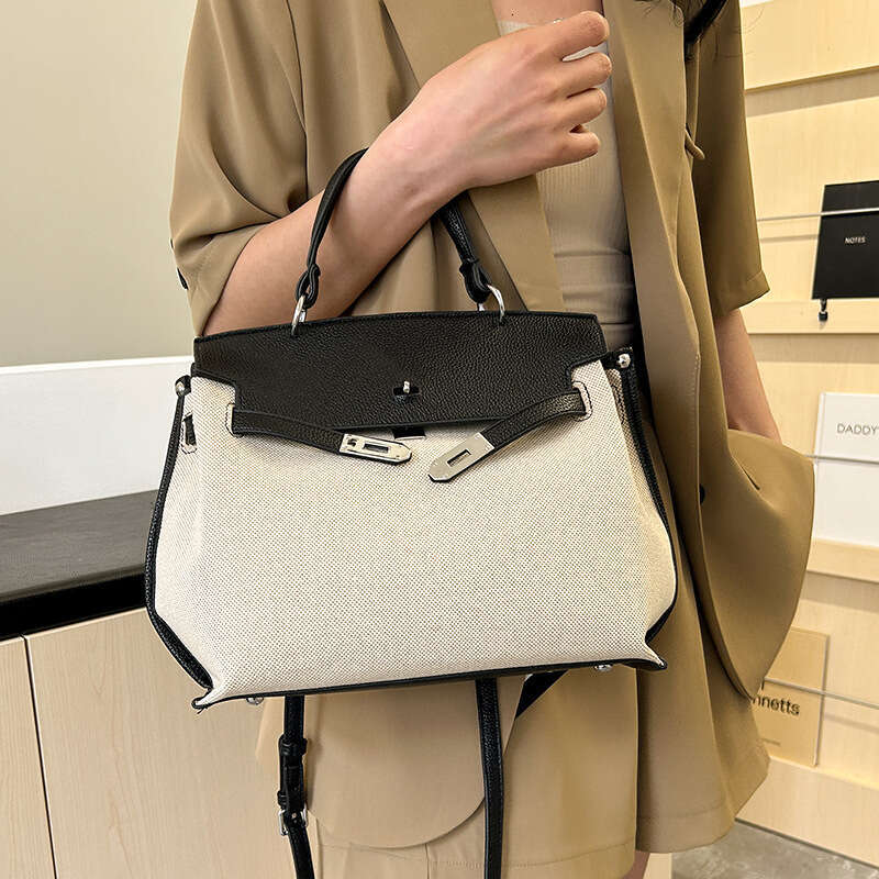 Designer Bag Fashionable Tote New Canvas Women S Trendy Kelly Large Capacity Contrasting Color Single Shoulder Diagonal Cross