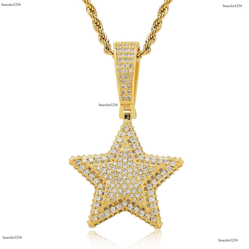 Luxury designer Hip Hop Necklace, Double Pentacle Pendant, Solid Ice out VVS Moissanite Pendant Hip Hop Necklace for men and women with free shipping