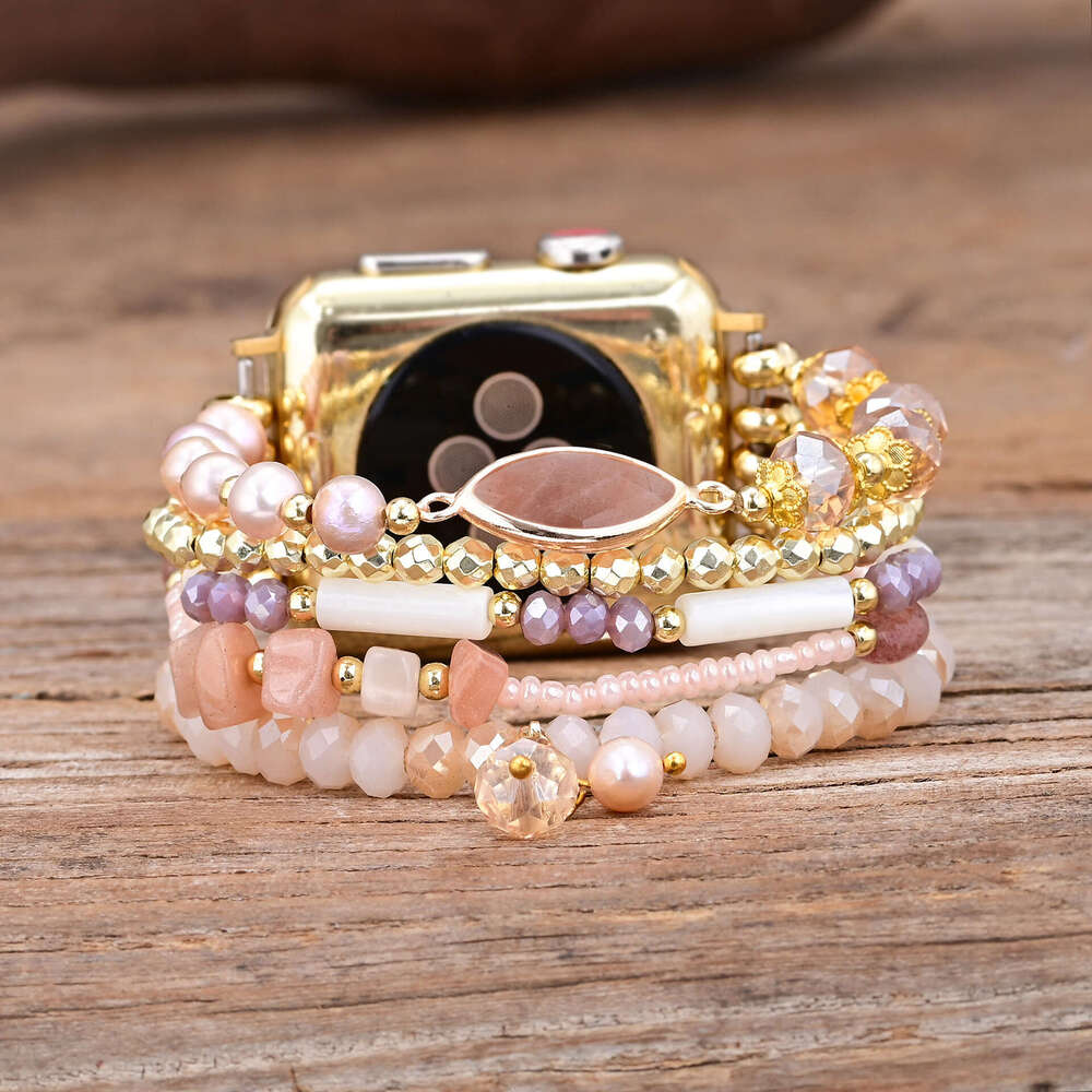 New Sunstone Pearl Elastic Rope Watch with Bohemian Apple/Samsung/Phoebe Strap