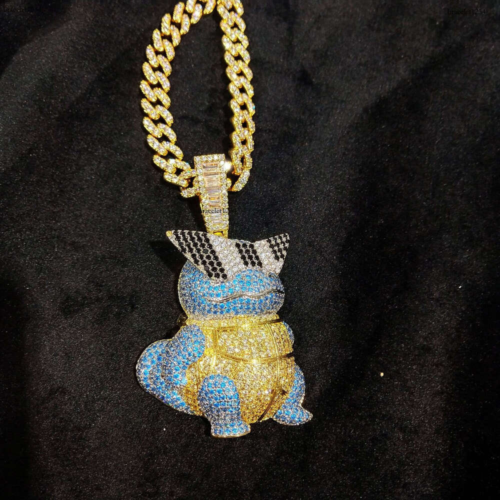 Luxury designer Cartoon Squirrel with real gold plating inset ice out VVS Moissanite Pendant Men Women Hip Hop pendant Free shipping
