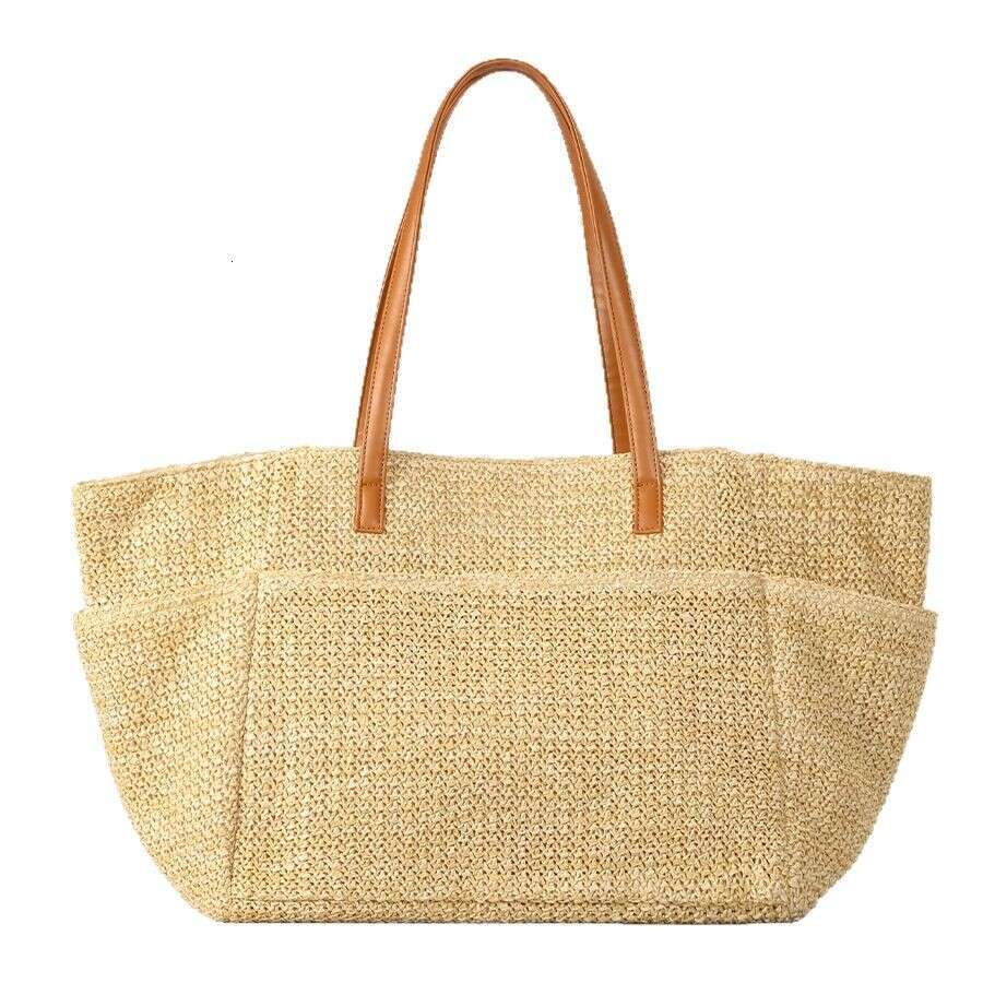 Ins Style Resort Beach Bag Small Niche Design Vacation Large Capacity Woven Women S Summer Double Pocket Beach Forest Series Portable Tote Bag KQ