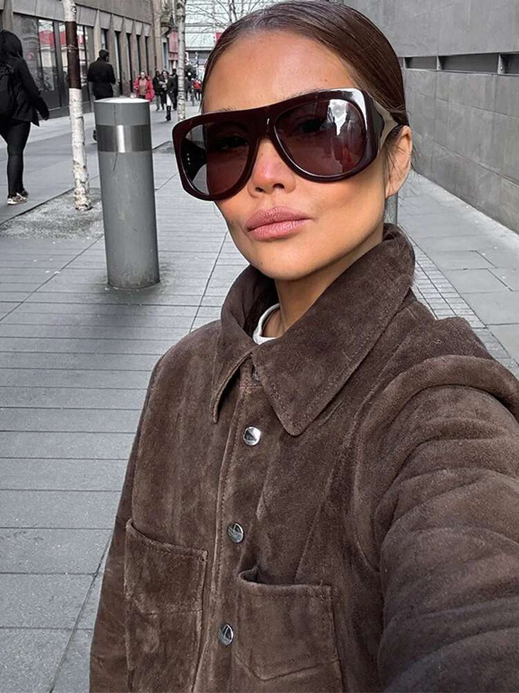 Retro Suede Jacket Women Lapel Full Sleeves Single Breasted Pockets Jackets Female Spring Summer Casual Vintage Lady Coat
