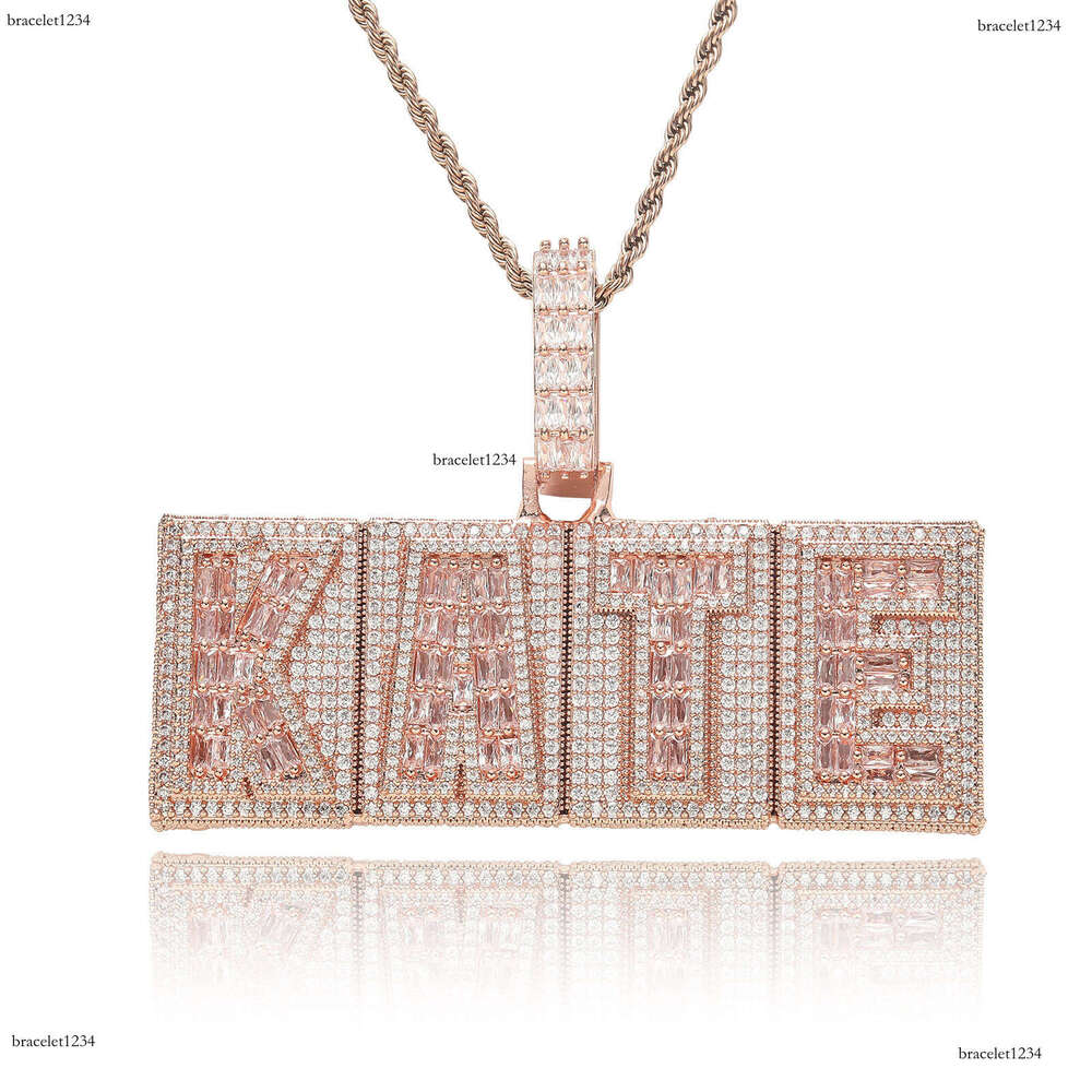 Luxury designer double T-shaped ice out VVS Moissanite Mosaic alphabet pendant, hip hop pendant for men and women