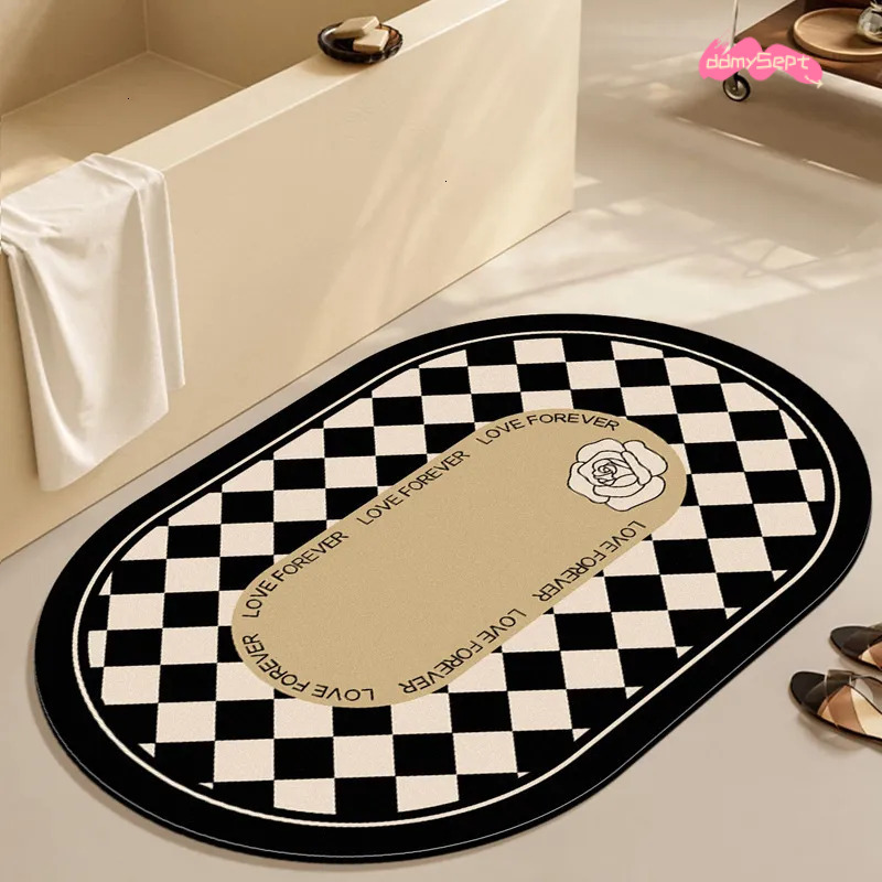 Light Luxury French Style Bathroom Toilet Door Absorbent Quick Dry Non Slip Diatomaceous Earth Mat H11.21 ddmysept