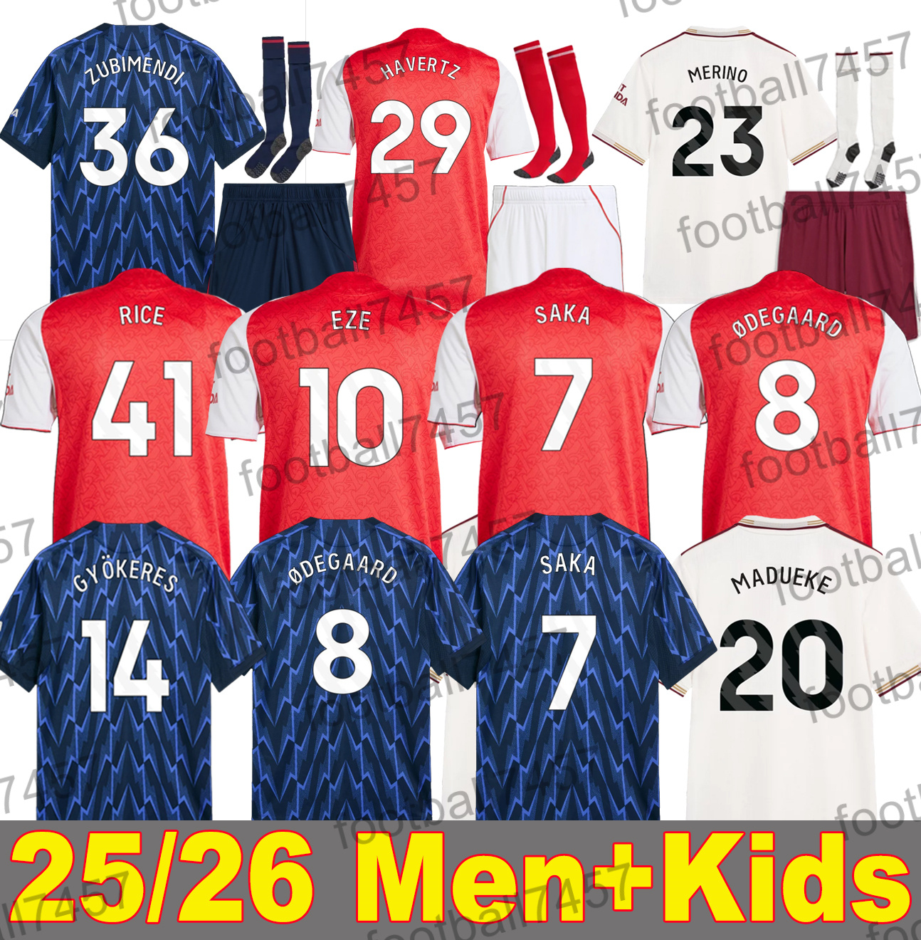 25/26 CALAFIORI soccer jerseys 2025 2026 sterling G.JESUS SAKA MERINO HAVERTZ RICE ODEGAARD MARTINELLI football kits shirt Men Kids Arsenally
