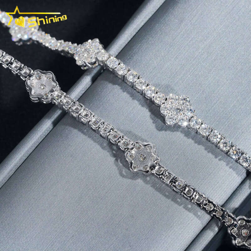 VVS3mm Sterling Sier Flower Ball Chain Silicon Stone Tennis Bracelet aaa aaa
