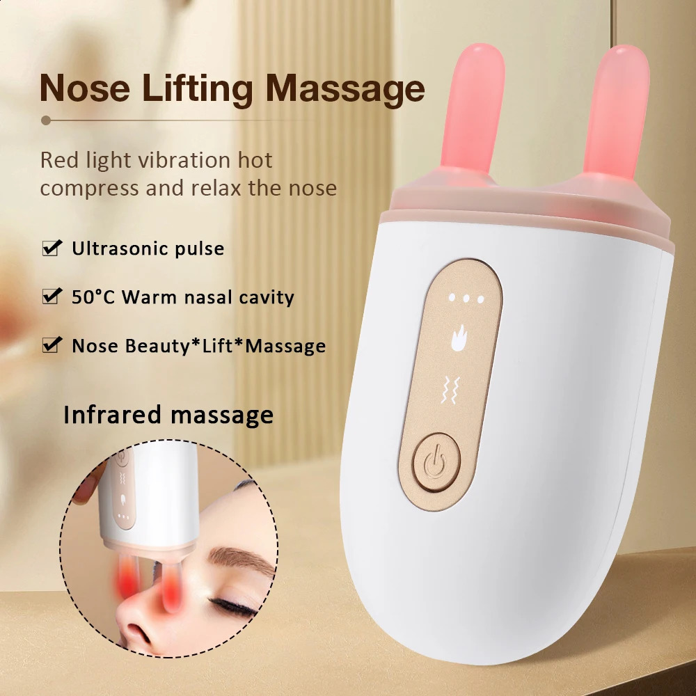 Nose Face Massager High Frequency Ultrasonic Pulse Infrared Vibration Nose Bridge Shape Jade Warm Scrape Beauty V Face 250418