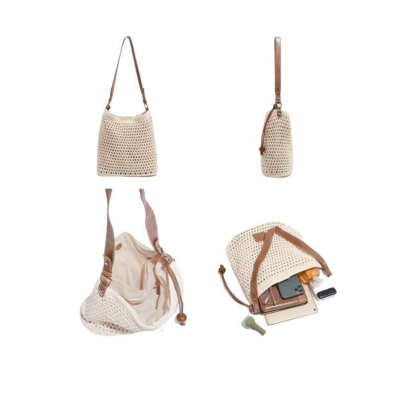 Ins Style Resort Beach Bag New Woven Hollow Out Spring And Summer Seaside Vacation Tote Beach Shoulder Bag Small Handbag KQ