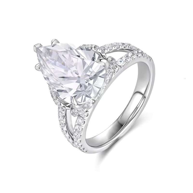 18K White Gold Classic Style Lab Grown Pear Diamond Ring Wedding Sample Engagement CVD HPHT Womens Party Jewelry for Gifts