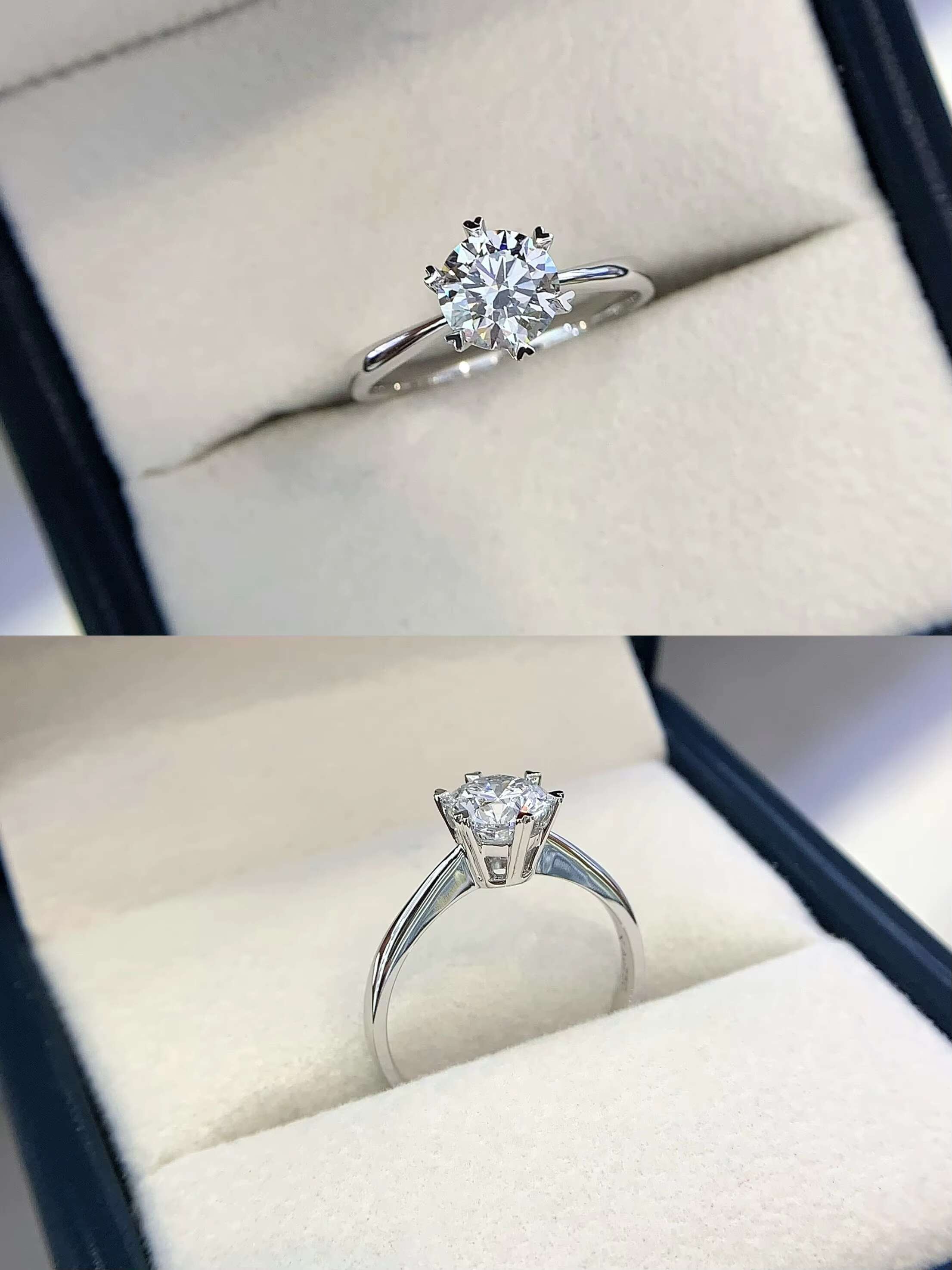 Best Quality 1CT 2CT 3CT 4CT 5CT 6CT Round Lab Grown Diamond 18K Solid Gold Six-prong Solitaire Wedding Rings for Women