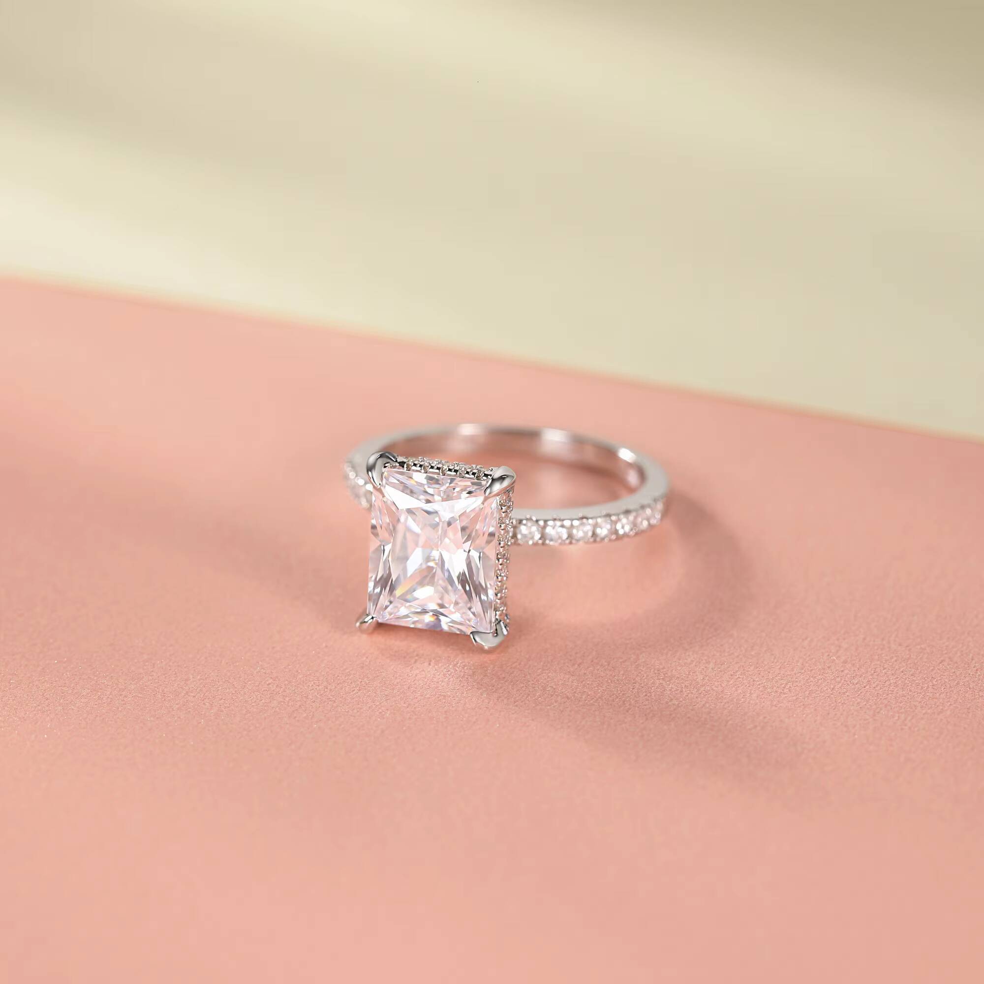 Somen 4CT Copper Ring Women Radiant Cut Cubic Engagement Wedding Band Promise Anniversary Ring Size 3-12