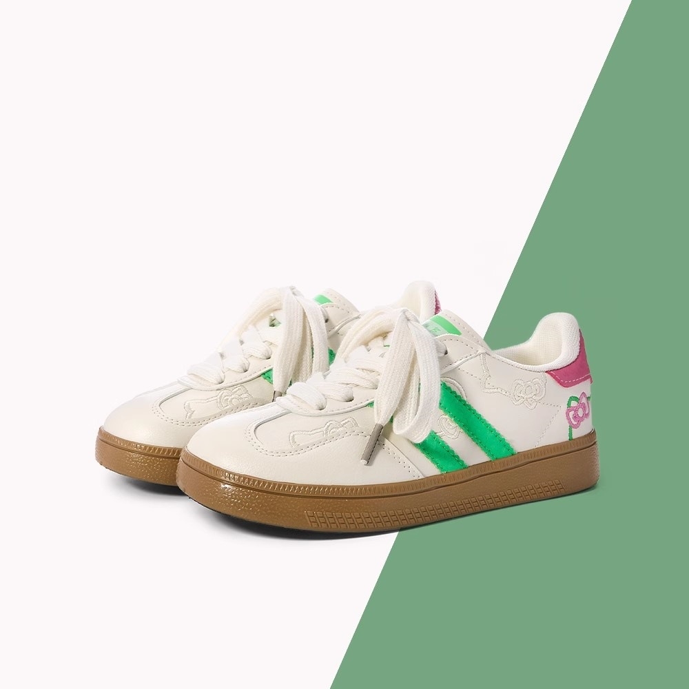 2025 New women's sneakers for Spring/Summer versatile and niche shoes thick - soled white sneakers cute pink embroidered German - training shoes