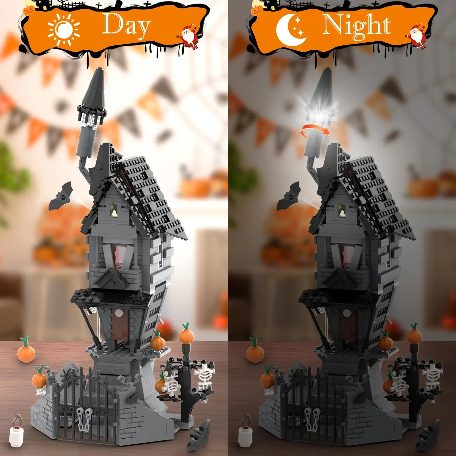 581PCS Nightmare Castle Building Blocks Ghost Skeleton Pumpkin Hut Model Educational DIY Creative Toy Holiday Gift for Kids Fans
