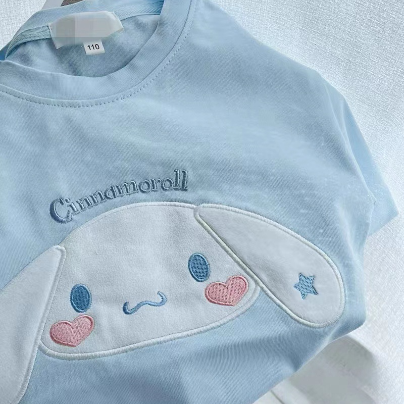 DISNEY Kids designer clothes short-sleeved cartoon T-shirt for girls leisure clothes for children printed tops for babies.
